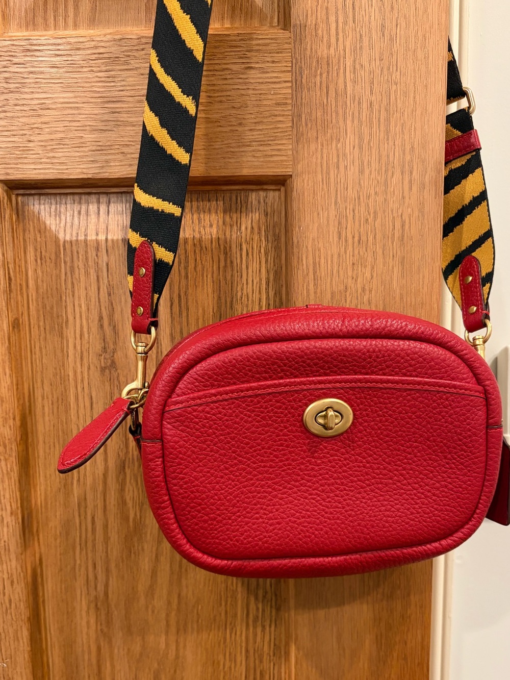 coach limited addition red/ tiger stripe crossbody bag